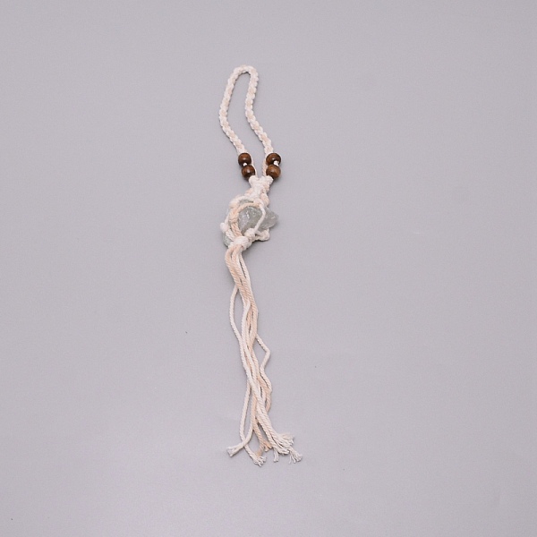 

PandaHall Irregular Gemstone Hanging Pendant Decoration, with Cotton Cord & Wood Beads, for Car Interior Ornament Accessories, 300~340mm...