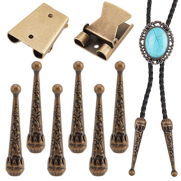 

PandaHall 3 Sets Bolo Tie Findings, Bolo Tie Tips Replacement End Caps Kit, Bolo Tie Buckle Accessories with 6 Pcs Alloy Cord End and 3 Pcs...