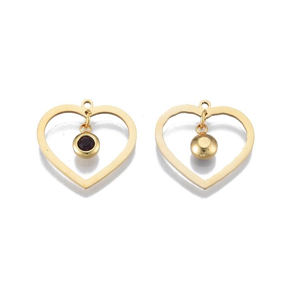 

PandaHall 201 Stainless Steel Pendants, with Rhinestone, Heart with Flat Round, Real 18K Gold Plated, Amethyst, 23x24x1mm, Hole: 1.6mm..., Purple