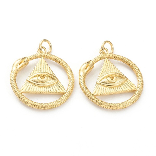 

PandaHall Brass Pendants, Long-Lasting Plated, Flat Round with Evil Eye, Real 18K Gold Plated, 22x20x3.5mm, Hole: 3.5mm Brass Eye