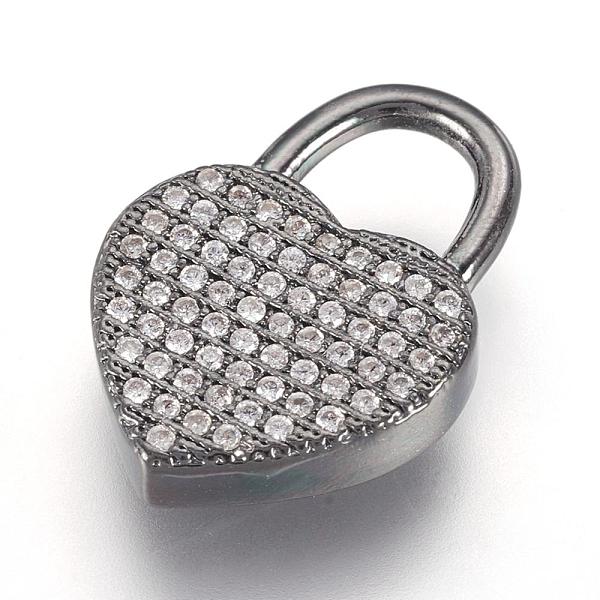 

PandaHall Brass Micro Pave Cubic Zirconia Pendants, Heart Padlock, Gunmetal, 20x14x3.5mm, Hole: 6x6.5mm Brass+Cubic Zirconia Lock