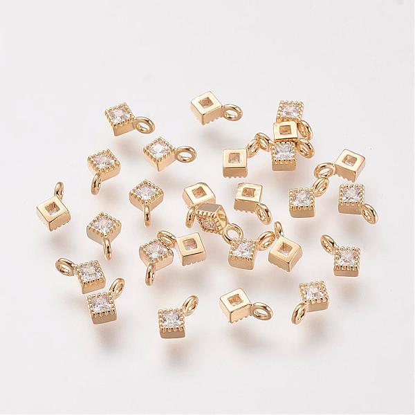 

PandaHall Brass Cubic Zirconia Pendants, Nickel Free, Real 18K Gold Plated, Rhombus, 6x4x2mm, Hole: 1mm Brass+Cubic Zirconia Rhombus