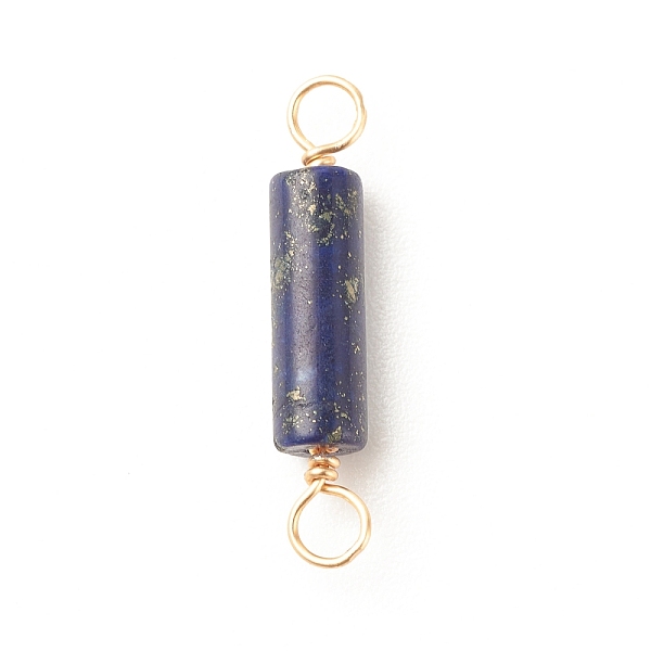 

PandaHall Natural Lapis Lazuli Connector Charms, with Light Gold Tone Eco-Friendly Brass Wire Double Loops, Column, 23~24x4mm, Hole: 2~2.5mm...
