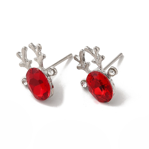 

PandaHall Christmas Deer Head Alloy Glass Stud Earrings for Women, with 304 Stainless Steel Pin, Cadmium Free & Nickel Free & Lead Free, Red...