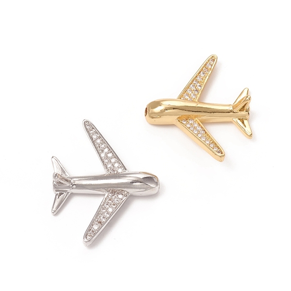 

PandaHall Brass Micro Pave Clear Cubic Zirconia Beads, Long-Lasting Plated, Airliner/Passenger Plane, Mixed Color, 20x24x7mm, Hole: 1.6mm...