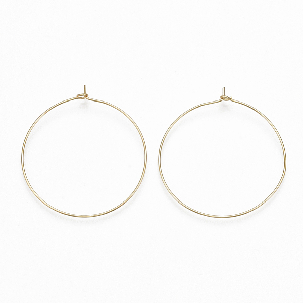 

PandaHall Brass Hoop Earrings Findings, Wine Glass Charms, Real 18K Gold Plated, 22 Gauge, 44.5x41x4mm, Pin: 0.6mm Brass