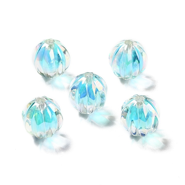 

PandaHall Two Tone UV Plating Rainbow Iridescent Acrylic Beads, Pumpkin, Sky Blue, 15.5x14.5~15mm, Hole: 2.7~2.8mm Acrylic Pumpkin