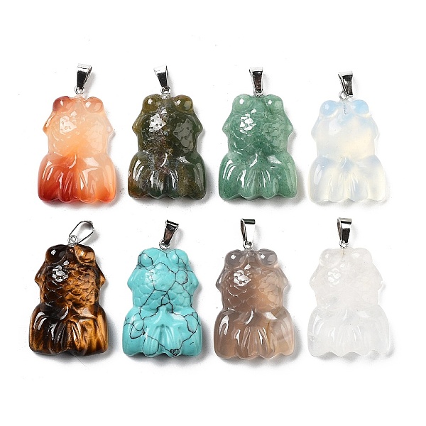 

PandaHall Natural & Synthetic Mixed Gemstone Pendants, Goldfish Charms with Platinum Plated Iron Snap on Bails, 35~37x24~25x8mm, Hole: 6x3mm...