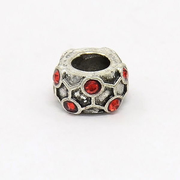 

PandaHall Zinc Alloy Pave Grade A Rhinestone European Beads, Rondelle, Hyacinth, 10x5.5mm, Hole: 5mm Alloy+Rhinestone Rondelle Red