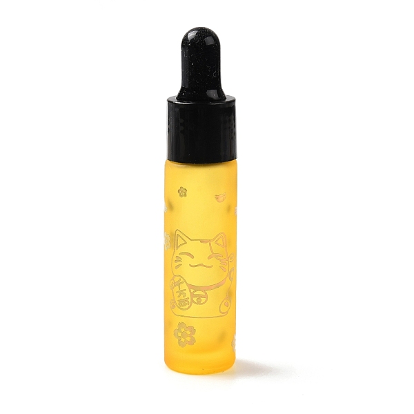 

PandaHall Rubber Dropper Bottles, Refillable Glass Bottle, for Essential Oils Aromatherapy, with Fortune Cat Pattern & Chinese Character..., Gold