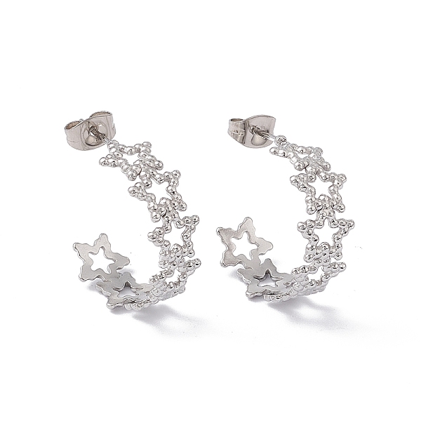 

PandaHall 304 Stainless Steel Star Wrap Stud Earrings, Half Hoop Earrings for Women, Stainless Steel Color, 21x8mm, Pin: 0.8mm 304 Stainless...