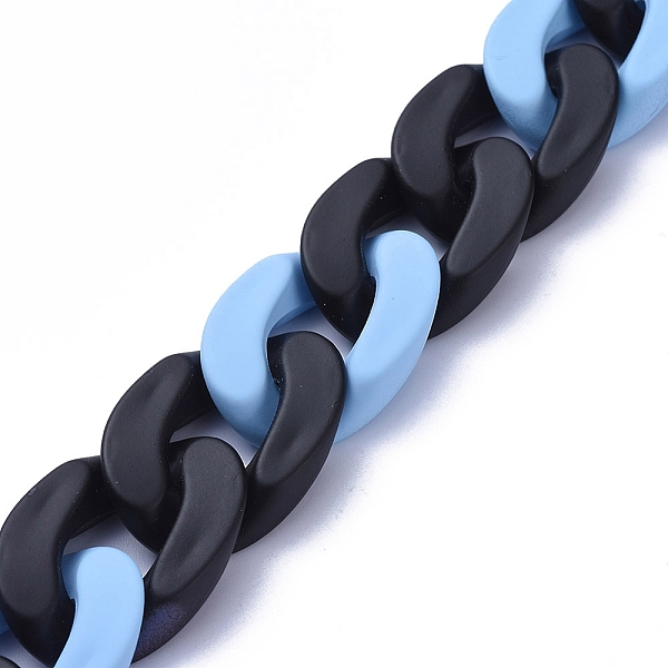 

PandaHall Handmade Opaque Spray Painted Acrylic Curb Chains, Cuban Link Chains, for Jewelry Making, Light Sky Blue, Link: 30x20.5x6mm, 39.37...