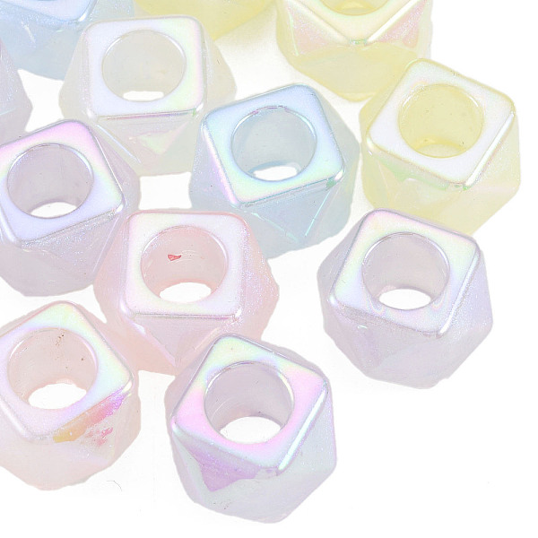 

PandaHall Electroplate Acrylic European Beads, Large Hole Beads, Pearlized, Faceted Cube, Mixed Color, 16x16x10mm, Hole: 7mm Acrylic Cube..., Multicolor