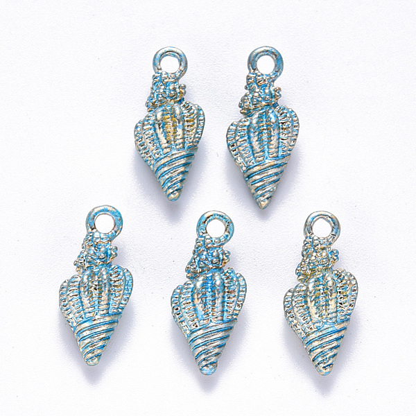 

PandaHall Alloy Enamel Pendants, Spiral Shell Shape, Light Gold, Light Sky Blue, 19.5x7.5x6.5mm, Hole: 2.5mm Alloy+Enamel Shell Shape Green