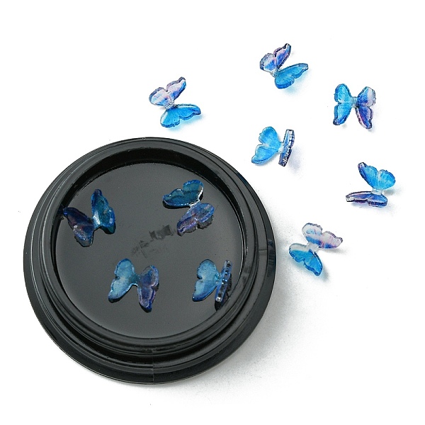 

PandaHall Resin Cabochons, Nail Art Decoration Accessories, with Plastic Bead Storage Containers, 3D Butterfly, Deep Sky Blue, 6~7x5~8x2~4mm...