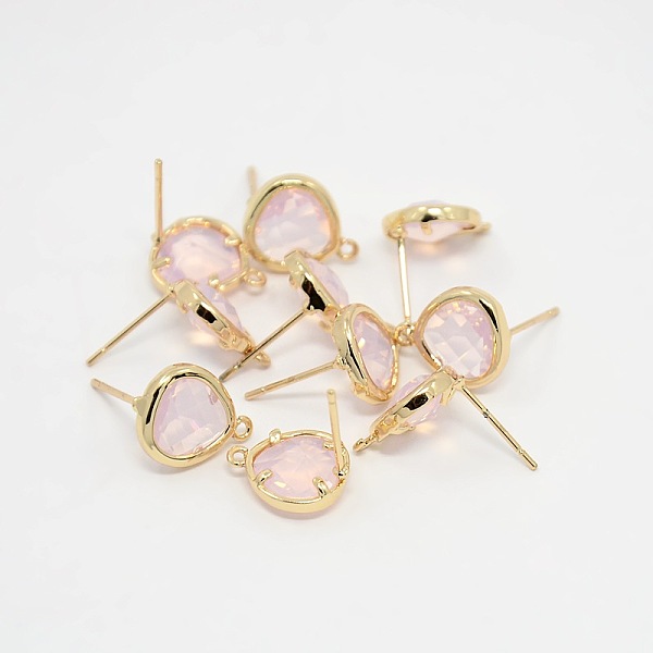

PandaHall Real 18K Gold Plated Tone Brass Glass Stud Earring Findings, with Loop, Faceted Triangle, Nickel Free, Lavender Blush, 13x11x4.5mm...