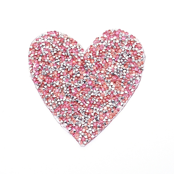 PandaHall Glitter Hotfix Rhinestone, Hot Melt Adhesive on the Back, Costume Accessories, Heart, Light Rose, 90x85x2.5mm Resin Rhinestone...