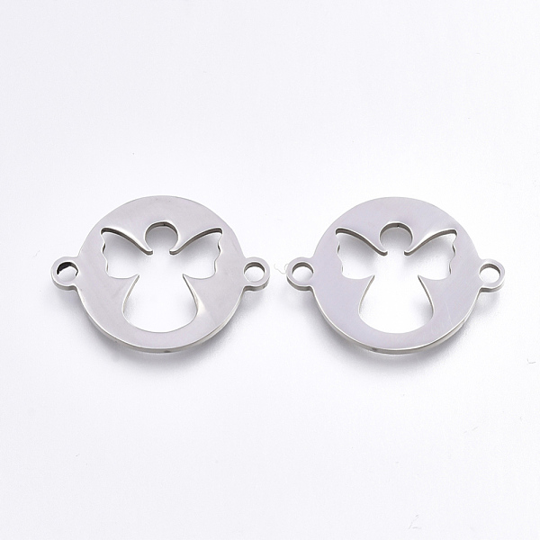 

PandaHall 201 Stainless Steel Links connectors, Laser Cut Links, Flat Round with Angel, Stainless Steel Color, 15.5x20x1mm, Hole: 1.5mm 201...