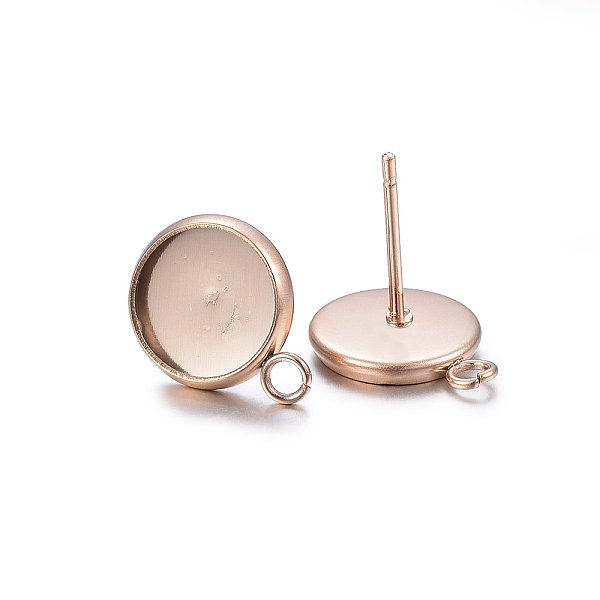 

PandaHall Ion Plating(IP) 304 Stainless Steel Stud Earring Settings, with Loop, Flat Round, Rose Gold, Tray: 8mm, 13x10x2mm, Hole: 1.8mm...