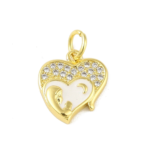 

PandaHall Brass Micro Pave Clear Cubic Zirconia Pendants, with Jump Ring and Enamel, Real 18K Gold Plated, Heart, 13x11.5x2.5mm, Hole: 3mm...