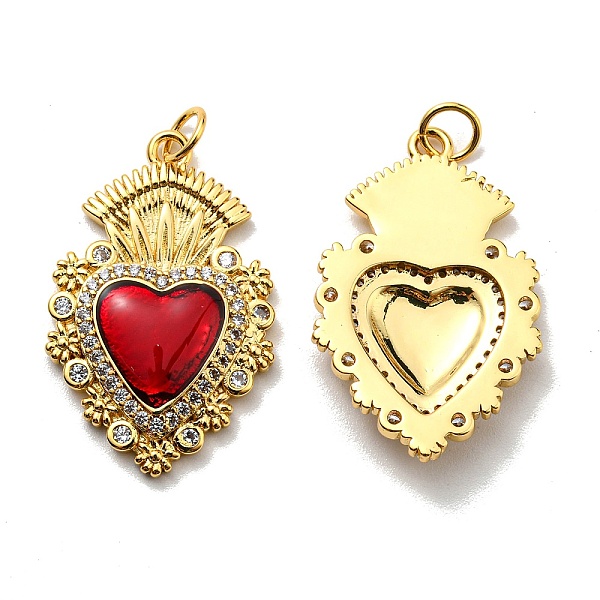 

PandaHall Rack Plating Brass Grade AAA Cubic Zirconia Pendants, with Enamel, Lead Free & Cadmium Free, Long-Lasting Plated, Real 18K Gold..., Red