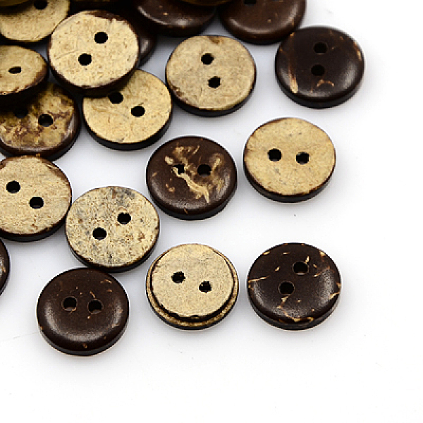 

PandaHall Coconut Buttons, 2-Hole, Flat Round, Coconut Brown, 11x3mm, Hole: 1mm Coconut Flat Round Brown
