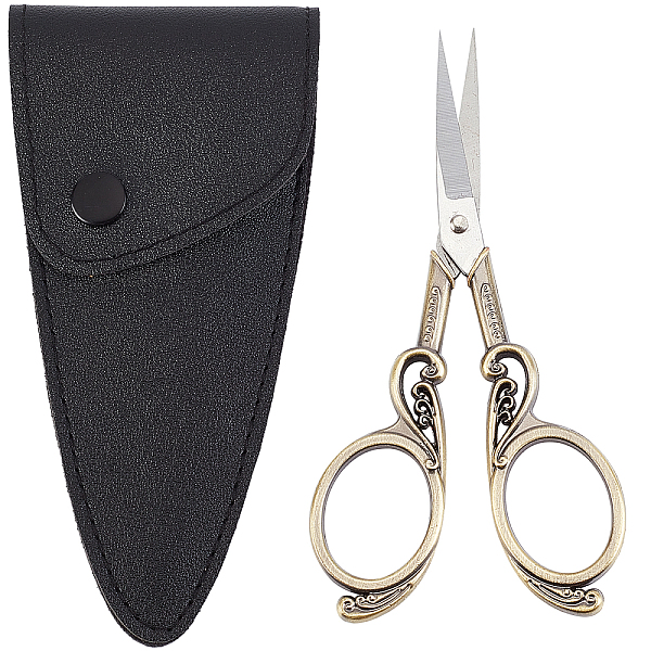 PandaHall SUNNYCLUE 1Set 4.3Inch Stainless Steel Sewing Scissors Vintage Style Antique Bronze Embroidery Shears for Jewellery DIY Making...