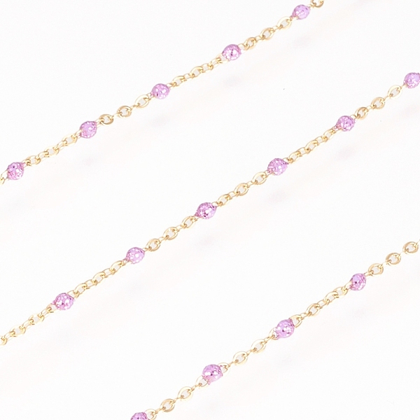 

PandaHall 304 Stainless Steel Handmade Beaded Chain, Cable Chains, with Enamel and Glitter Powder, Long-Lasting Plated, Soldered, with Spool..., Pink