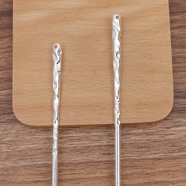 

PandaHall Alloy Hair Stick Findings, Bar, Silver, 170x3.5~6mm Alloy