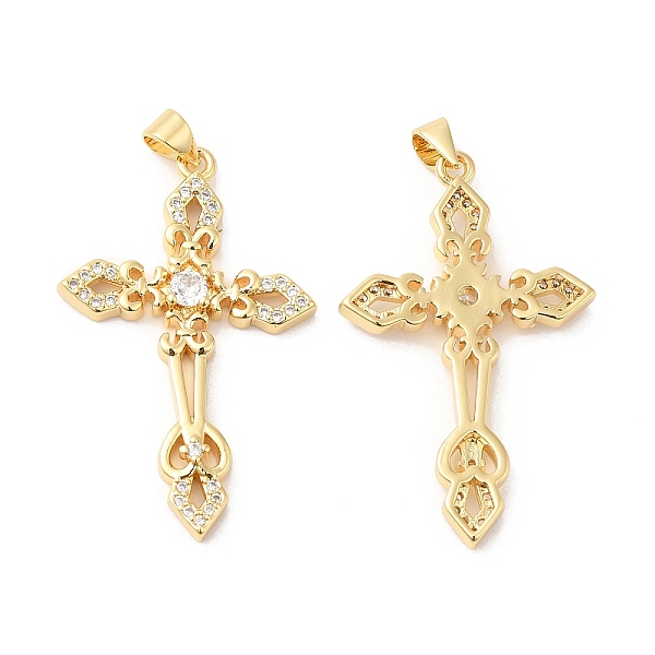 

PandaHall Brass Micro Pave Clear Cubic Zirconia Pendants, Cross Charms, Real 16K Gold Plated, 39x24x4mm, Hole: 4x3.5mm Brass+Cubic Zirconia...