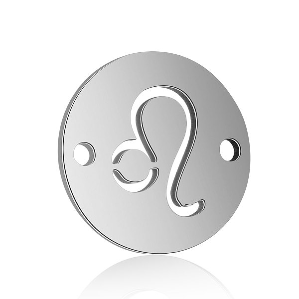 

PandaHall Titanium Steel Links connectors, Flat Round with Constellation, Stainless Steel Color, Leo, 12x0.8mm, Hole: 0.8mm Titanium Steel...