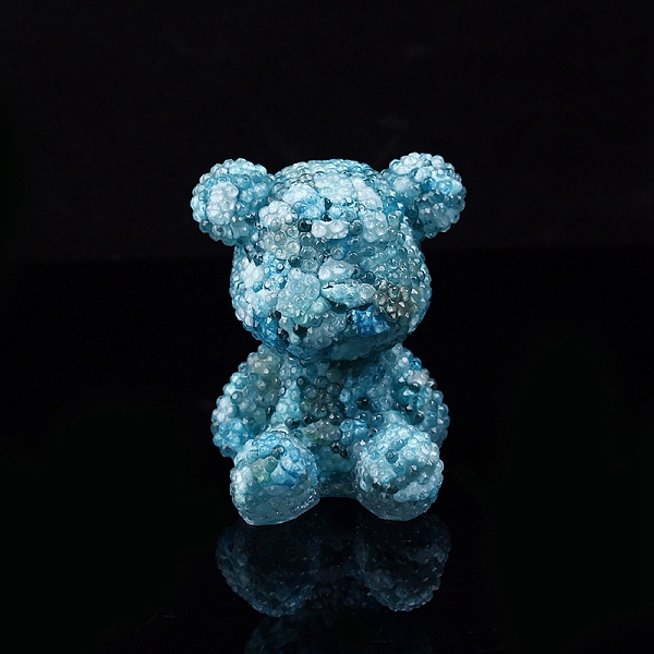 

PandaHall Bear Resin with Natural Amazonite Chips Inside Display Decorations, Figurine Home Decoration, 70x65x90mm Amazonite Bear
