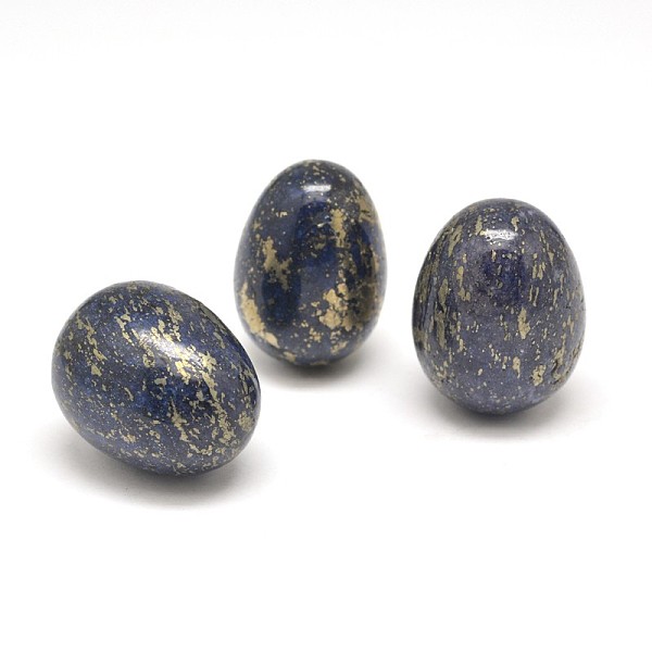 

PandaHall Natural Pyrite Egg Stone, Pocket Palm Stone for Anxiety Relief Meditation Easter Decor, Blue, 25x18mm Pyrite Egg Blue