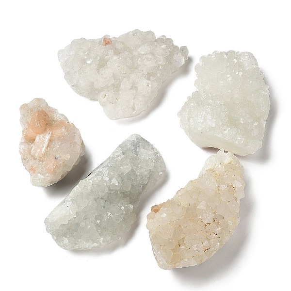 

PandaHall Rough Nuggets Natural Apophyllite Healing Stone, Mineral Specimen Home Decoration, 92~130x60~108x23~47mm Gemstone Nuggets