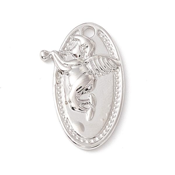 

PandaHall Alloy Pendents, Oval with Cupid/Cheru, Platinum, 20x12x2.5mm, Hole: 1.5mm Alloy Oval