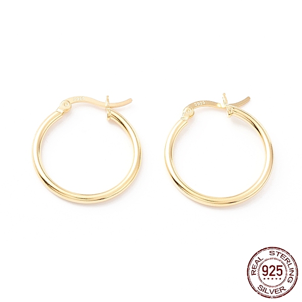 

PandaHall 925 Sterling Silver Hoop Earrings, Chunky Small Huggie Hoop Earrings for Women, Golden, 24x23x2mm, Pin: 0.6x1.2mm Sterling Silver