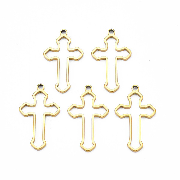 

PandaHall Ion Plating(IP) 201 Stainless Steel Pendants, Cross, Nickel Free, Real 18K Gold Plated, 29.5x17x1.5mm, Hole: 1.8mm 201 Stainless...