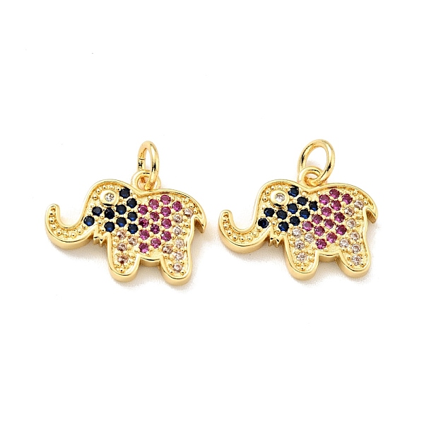 

PandaHall Eco-friendly Brass Micro Pave Colorful Cubic Zirconia Pendants, with Jump Ring, Cadmium Free & Lead Free, Elephant, Real 18K Gold...