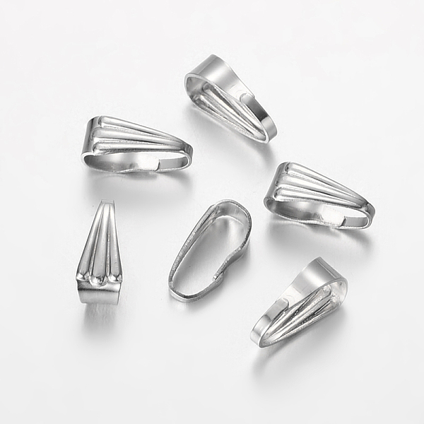 

PandaHall 304 Stainless Steel Snap on Bails, Stainless Steel Color, 8.5x3.5mm, Hole: 3x7.5mm 304 Stainless Steel