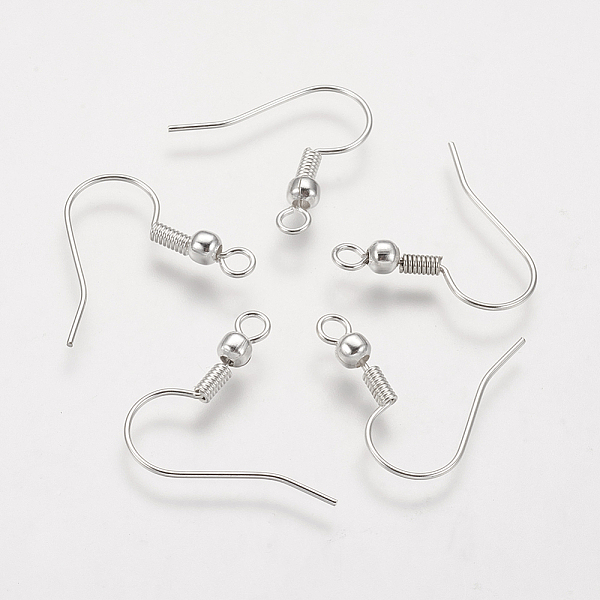 

PandaHall Brass Earring Hooks, Ear Wire, with Horizontal Loop, Nickel Free, Silver Color Plated, 19mm, Hole: 1.5mm, Pin: 0.7mm Brass