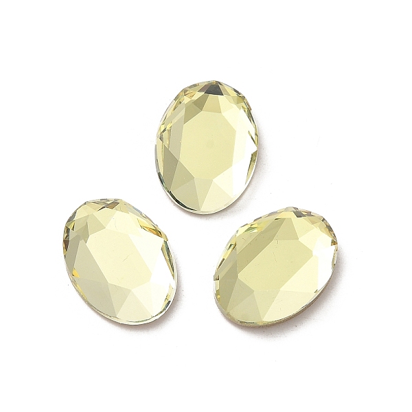 

PandaHall Glass Rhinestone Cabochons, Flat Back & Back Plated, Faceted, Oval, Jonquil, 14x10x3.5mm Glass Rhinestone Oval Yellow