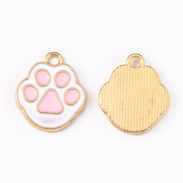 

PandaHall Alloy Enamel Pendants, Cat Paw Print, Light Gold, Pearl Pink, 16.8x14.1x1.5mm, Hole: 1.8mm Alloy+Enamel Others