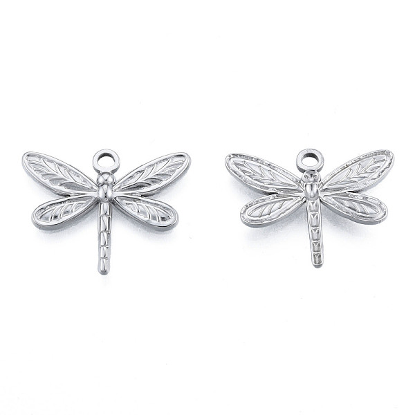 

PandaHall 201 Stainless Steel Pendants, Dragonfly, Stainless Steel Color, 20x25x2mm, Hole: 2mm 201 Stainless Steel Dragonfly