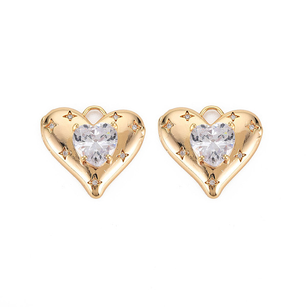 Brass Micro Pave Clear Cubic Zirconia Pendants