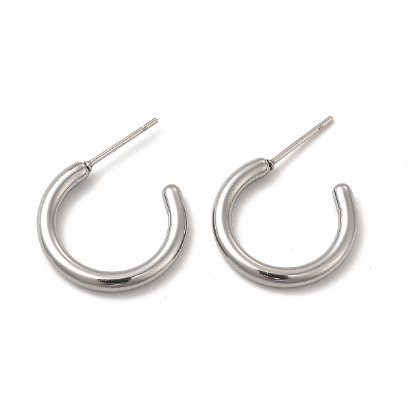 

PandaHall 304 Stainless Steel Ring Stud Earrings, Half Hoop Earrings for Women, Stainless Steel Color, 18x18x2mm, Pin: 0.7mm 304 Stainless...