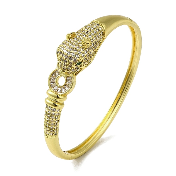 

PandaHall Brass Pave Clear & Green Cubic Zirconia Leopard Hinged Bangle for Women, Real 18K Gold Plated, Inner Diameter: 2-1/8x2-1/4 inch...