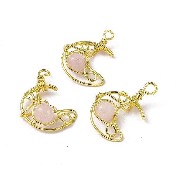 

PandaHall Natural Rose Quartz Pendants, Moon Charms, with Rack Plating Golden Tone Brass Findings, Cadmium Free & Lead Free...