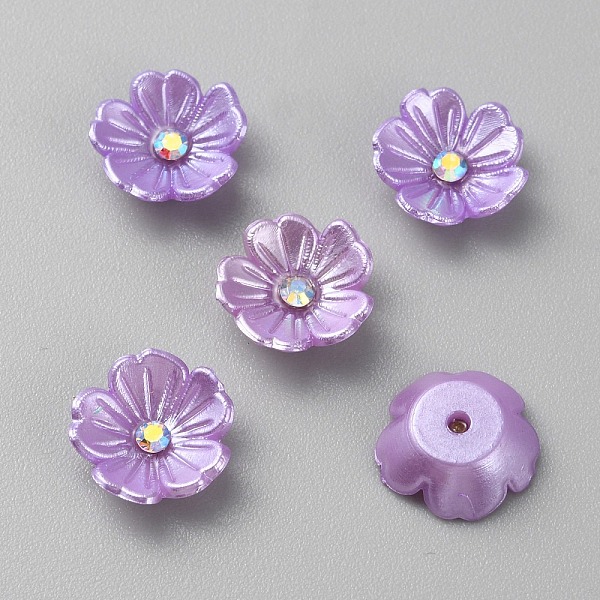 

PandaHall Opaque Resin Pave Rhinestone Cabochons, Flower, Medium Orchid, 11x11x3.5mm Resin Flower