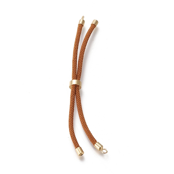 

PandaHall Nylon Twisted Cord Bracelet Making, Slider Bracelet Making, with Eco-Friendly Brass Findings, Round, Golden, Sienna, 8.66~9.06..., Brown