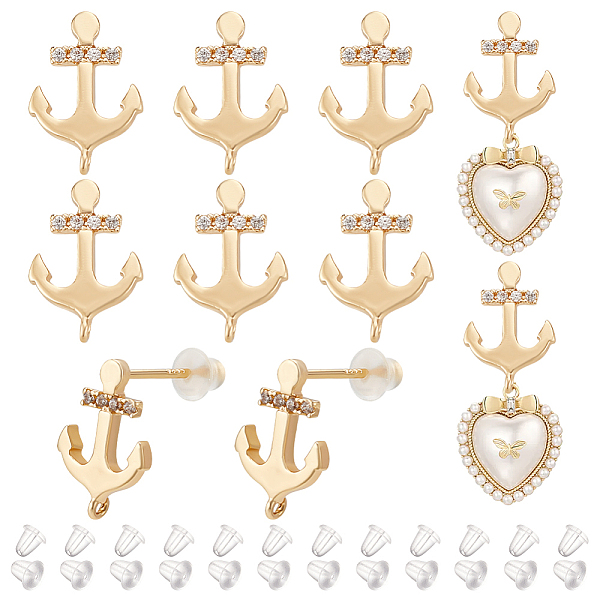 

PandaHall BENECREAT 10pcs Brass Cubic Zirconia Stud Earring Findings, with Vertical Loops & 925 Sterling Silver Pins, Anchor, with 30Pcs...